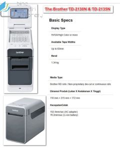 Contoh peralatan kantor Brother TD-2130N Direct Thermal Label Printer Network 300dpi P-touch Labeller dan gambarnya